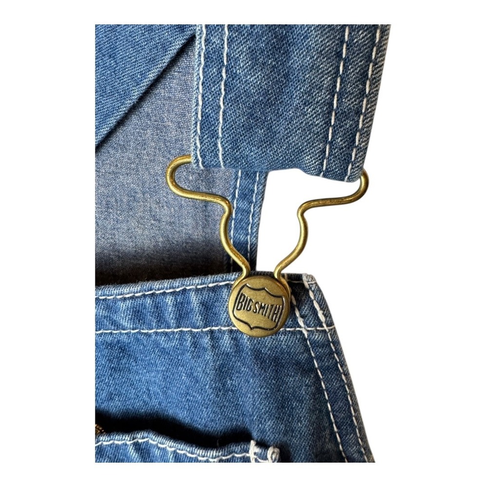 Big Smith Overalls Men 34‎ Blue Medium Wash Denim Bib Carpenter Cargo Y2K Work - Picture 7 of 12